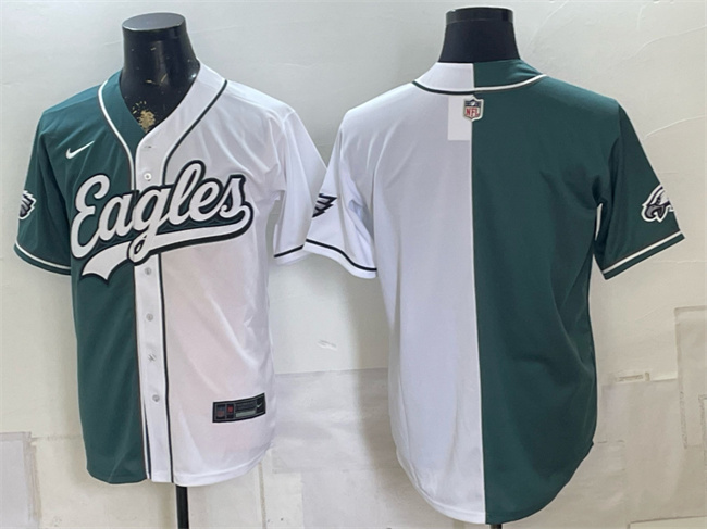 Men's Green White Philadelphia Eagles Blank Split Stitched Jersey